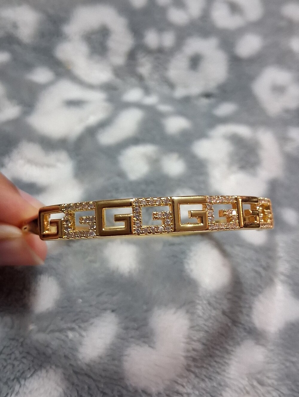Gold-Tone Greek Key Bangle Bracelet